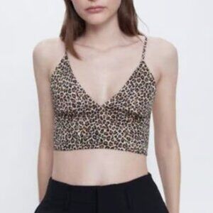 Zara women's Leopard Bralette Crop Top NWOT S